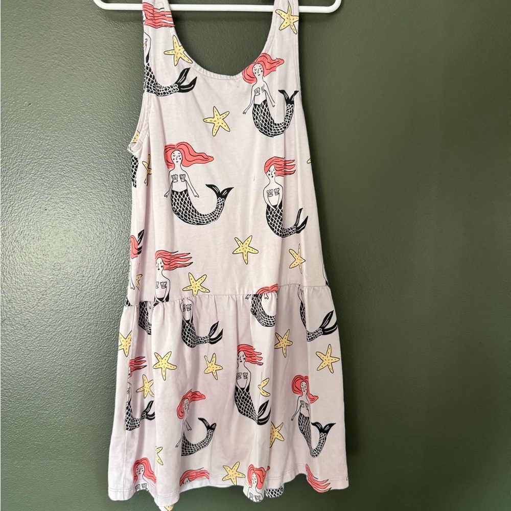 Tea Collection Girls Pink Mermaid & Yellow Starfish Tank Dress